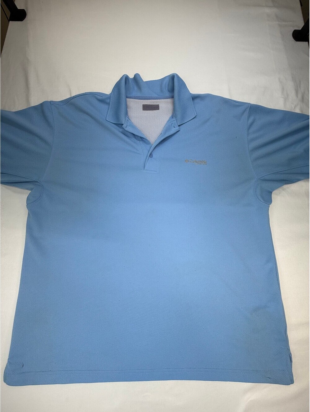 Columbia PFG Men's Polo Shirt Short Sleeve 3-Button Collared Logo Size XL Blue
